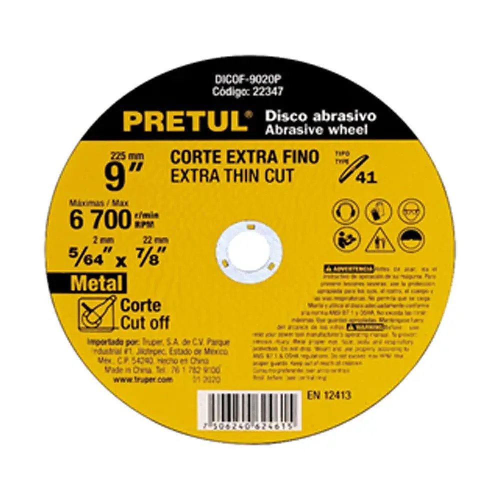 DISCO DE CORTE PRETUM DE 9"